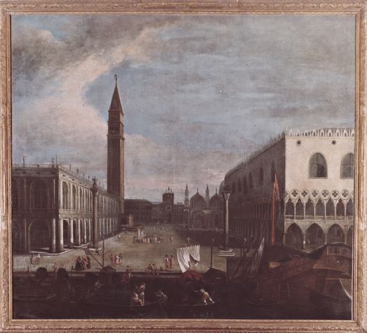 Anonimo — Anonimo sec. XVIII - XVIII - Veduta di Venezia con la Piazzetta verso la torre dell'Orologio — insieme